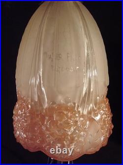 Hettier & Vincent Et Muller Frès Lampe Art Déco Fer Forgé & Tulipe Signée 1930