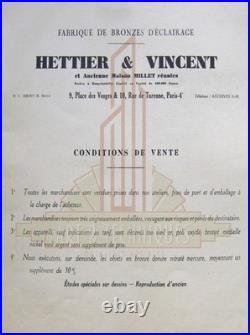 Hettier & Vincent Et Muller Frès Lampe Art Déco Fer Forgé & Tulipe Signée 1930