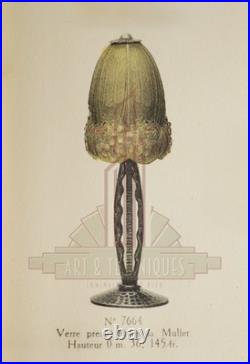 Hettier & Vincent Et Muller Frès Lampe Art Déco Fer Forgé & Tulipe Signée 1930