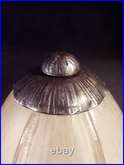 Hettier & Vincent Et Muller Frès Lampe Art Déco Fer Forgé & Tulipe Signée 1930