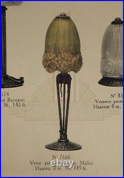 Hettier & Vincent Lampe Art Déco En Fer Forgé Et Tulipe Aux Hortensias 1930