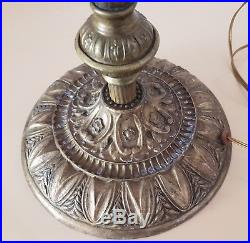 Immense Pieds De Lampe Laiton Et Bronze Pour Vasque Pate De Verre Circa 1900