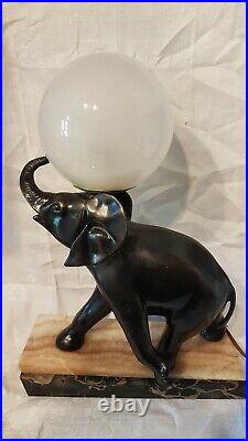 Irenée Rochard Grande Lampe Art Deco Elephant