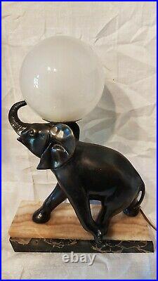 Irenée Rochard Grande Lampe Art Deco Elephant