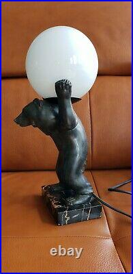 Irenée Rochard Grande Lampe Art Deco Ours French Lamp I. Rochard