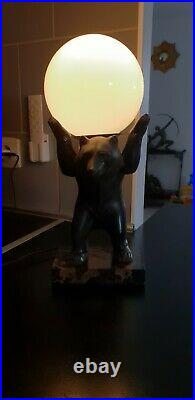 Irenée Rochard Grande Lampe Art Deco Ours French Lamp I. Rochard