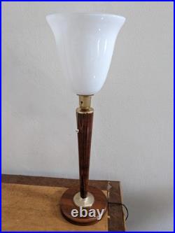 JOLIE LAMPE de bureau STYLE MAZDA UNILUX couleur noyer ou autre art déco vintage