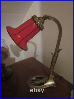 LAMPE ART DECO BRONZE FEUILLE ACANTHE TULIPE POWOLNY Michael / LOETZ