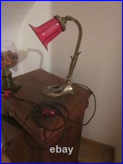 LAMPE ART DECO BRONZE FEUILLE ACANTHE TULIPE POWOLNY Michael / LOETZ