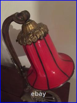 LAMPE ART DECO BRONZE FEUILLE ACANTHE TULIPE POWOLNY Michael / LOETZ