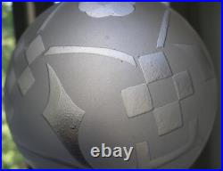 LAMPE ART DÉCO BRONZE NICKELÉ & GLOBE verre gravé à l'acide Deveau Era Muller