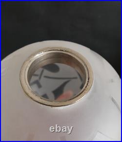 LAMPE ART DÉCO BRONZE NICKELÉ & GLOBE verre gravé à l'acide Deveau Era Muller