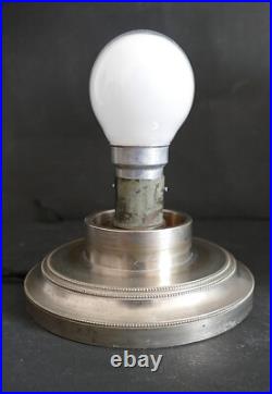 LAMPE ART DÉCO BRONZE NICKELÉ & GLOBE verre gravé à l'acide Deveau Era Muller