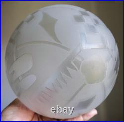 LAMPE ART DÉCO BRONZE NICKELÉ & GLOBE verre gravé à l'acide Deveau Era Muller