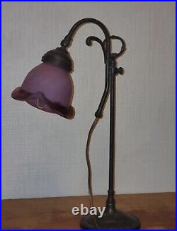 LAMPE ART DECO Tulipe Rose, Laiton