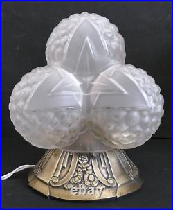 LAMPE ART DÉCO globe Des Hanots verre pressé L'étoile 1930 Era Sabino Muller