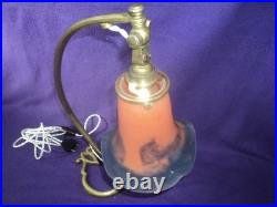 LAMPE ART NOUVEAU / DECO TULIPE MULLER PATE DE VERRE era DAUM PIED BRONZE