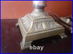 LAMPE COLONNE 1930 CHAPITEAU CORINTHIEN MARBRE VEINé ART DECO SIGNE EZAN BRONZE
