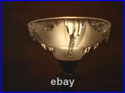 LAMPE COLONNE 1930 CHAPITEAU CORINTHIEN MARBRE VEINé ART DECO SIGNE EZAN BRONZE