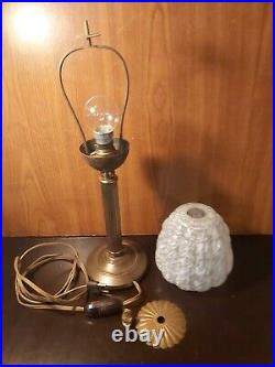 LAMPE COLONNE et LYRE ART DECO NOUVEAU 1920 30 verre de CLICHY CUIVRE VINTAGE