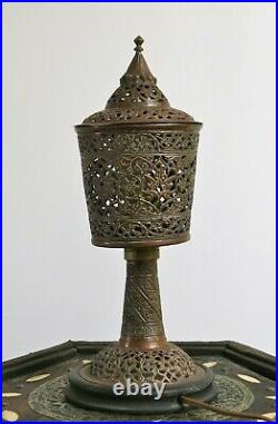 LAMPE CUIVRE AJOURÉ, lampe ancienne, orientale, cuivre découpé, mosquée, Perse