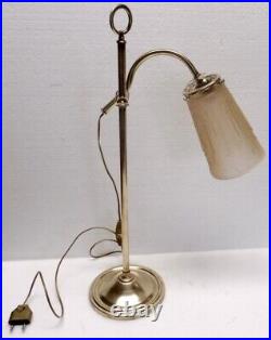 LAMPE DE BUREAU orientable télescopique bronze tulipe MULLER FRERES LUNEVILLE