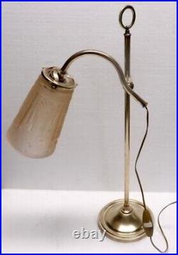 LAMPE DE BUREAU orientable télescopique bronze tulipe MULLER FRERES LUNEVILLE