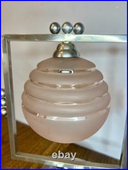LAMPE DE TABLE ART DÉCo Laiton Chromé Verre Sphère Bon état
