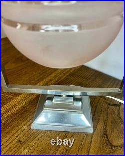 LAMPE DE TABLE ART DÉCo Laiton Chromé Verre Sphère Bon état