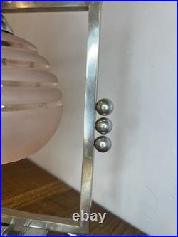LAMPE DE TABLE ART DÉCo Laiton Chromé Verre Sphère Bon état