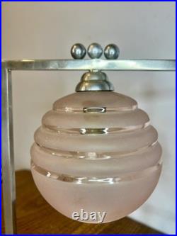 LAMPE DE TABLE ART DÉCo Laiton Chromé Verre Sphère Bon état