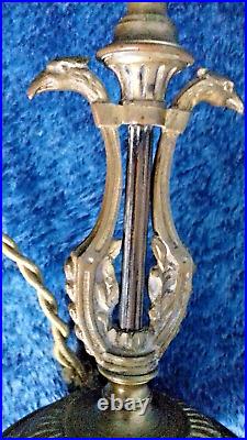 LAMPE EMPIRE TETE AIGLE NAPOLEON DEBUT 20è COUPELLE VERRE 3 TEINTES(ART DECO)