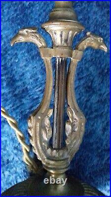 LAMPE EMPIRE TETE AIGLE NAPOLEON DEBUT 20è COUPELLE VERRE 3 TEINTES(ART DECO)