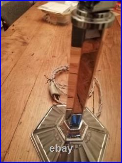 LAMPE PIROUETT modèle salon CHROME ET VERRE ART DECO