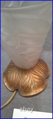 LAMPE VEILLEUSE ART DÉCO NEGRA BRONZE ET VERRE PRESSÉ MOULÉ Muller Degué