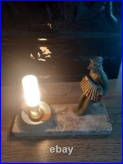 LAMPE de Chevet avec Sculpture Pierrot en régule sur Marbre Art Déco