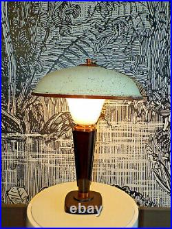 LAMPE de table CHAMPIGNON CUIVRE BAKéLITE OPALINE ART DéCO DESIGN 1920-50-ANCIEN