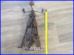 LOT de 3 ANCIEN PIED DE LAMPE EN FER FORGÉ ART DÉCO DÉCOR FEUILLAGE