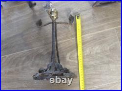 LOT de 3 ANCIEN PIED DE LAMPE EN FER FORGÉ ART DÉCO DÉCOR FEUILLAGE