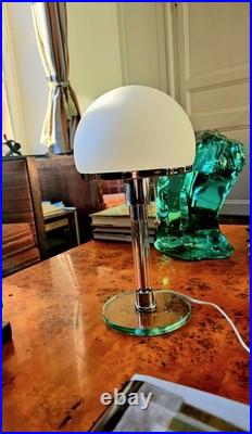 Lamp de table art deco verre dépoli 37cm lampe design vintage e27