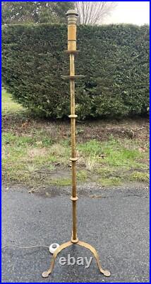 Lampadaire Lampe Design Art Deco Moderniste Fer Forgé Doré 1950 Vintage