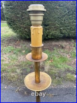 Lampadaire Lampe Design Art Deco Moderniste Fer Forgé Doré 1950 Vintage
