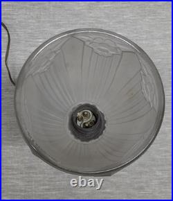 Lampe ART DECO Fer Forgé et Verre Moulé Dépoli SONOVER