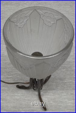 Lampe ART DECO Fer Forgé et Verre Moulé Dépoli SONOVER