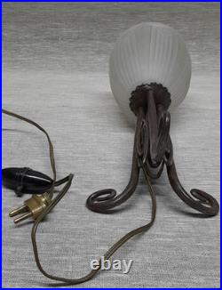 Lampe ART DECO Fer Forgé et Verre Moulé Dépoli SONOVER