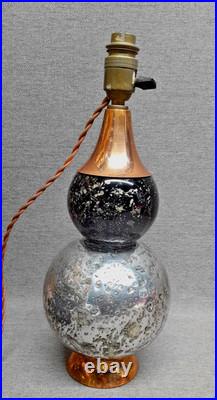 Lampe ART DECO MODERNISTE- Double boule en verre eglomisé et cuivre