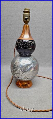 Lampe ART DECO MODERNISTE- Double boule en verre eglomisé et cuivre