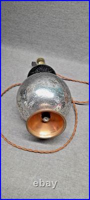 Lampe ART DECO MODERNISTE- Double boule en verre eglomisé et cuivre