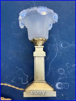 Lampe ART DECO PIED BRONZE Tulipe EZAN Lampe moderniste de chevet / de bureau