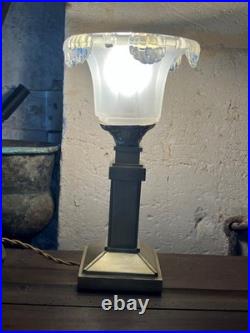 Lampe ART DECO PIED BRONZE Tulipe EZAN Lampe moderniste de chevet / de bureau